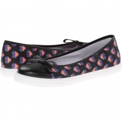 LOVE Moschino Americana Sneaker Flat Black Heart Print pentru femei
