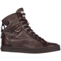 Hogan High Top Sneakers Rebel R182 Strap Brown pentru femei
