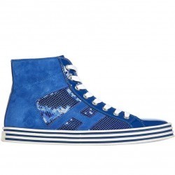 Hogan High Top Sneakers Rebel R141 Laterale Paillettes Blue pentru femei