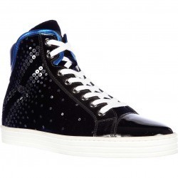 Hogan High Top Suede Sneakers Rebel R182 Paillettes Explosion Blue pentru dama