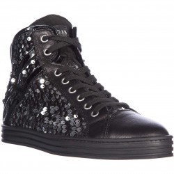 Hogan Rebel High Top Sneakers R182 Colletto Imbottito Paillettes Black pentru dama